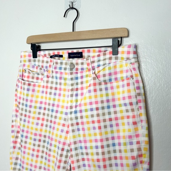 Charter Club Bristol Colorful Gingham Plaid Print Capri Jeans Pants 10 - Picture 3 of 8